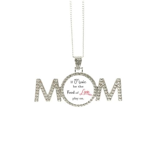 Collier fête des mères en argent avec gravure musicale pour maman