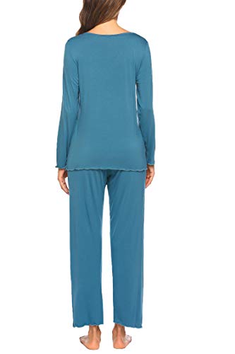 Image of Ekouaer Womens Pajama Sets 2 Piece Lounge Set Fall Winter Pajamas Long Sleeve Pjs Top and Pants Soft Pj Sets Loose Sleepwear