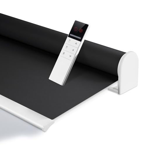 ZSHINE Motorized Blackout Window Blinds Customize Width (23-95 Inches) Remote Control Wireless and Rechargeable Roller Shades Blinds for Windows, Home, Office, Hotel, Club, Restaurant(82010M)