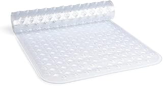 TranquilBeauty Non-Slip Bath Mat | Diamond Cut Clear 88x40cm/35x16in With Suction Cups | Machine-Washable, Shower Mat Ideal for Elderly & Children