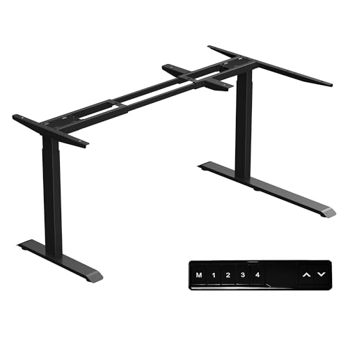 Image of Fromann Standing Desk Frame Electric Height Adjustable Desk Legs Sit Stand Up Table Base Dual Motor L Shaped Corner with USB for Home and Office (Black)
