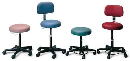 Mckeesson Exam Stool Backrest Pneumatic U Chrome Hand Control 5 2 Inch Dual Wheel Casters Oak Brown
