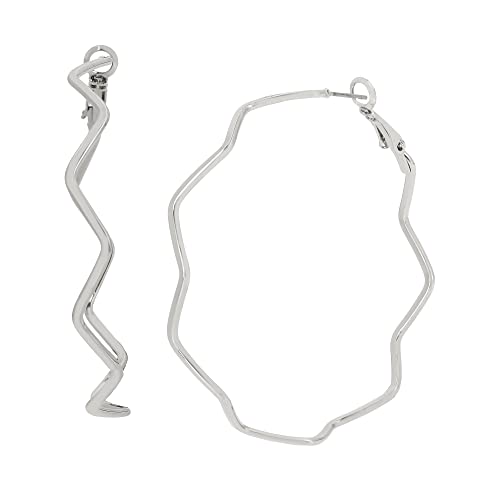 Pendientes de aro en zig zag, talla única, metal, sin piedras preciosas, talla única, Metal, No es una piedra preciosa Cover