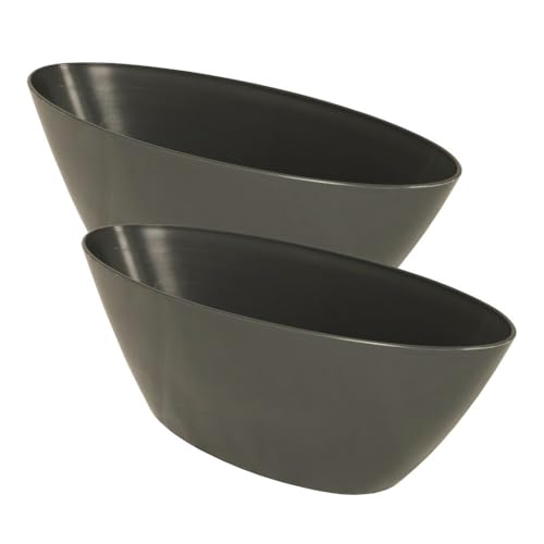 MePla - 2 Stück Orchideen-Schiffchen - wetterfestes Pflanzgefäß - UV-beständiger Blumenkübel - Pflanzschale - Schale - L 40 cm - anthrazit