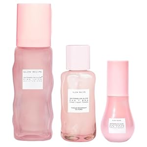 Glow Recipe Real Glass Skin Kit – PHA + BHA Face Toner & Gentle Face Exfoliant (40 ml) + Pink Juice Hydrating Face Moisturizer with Hyaluronic Acid (50 ml) + Niacinamide Dew Drops Face Serum (15 ml)