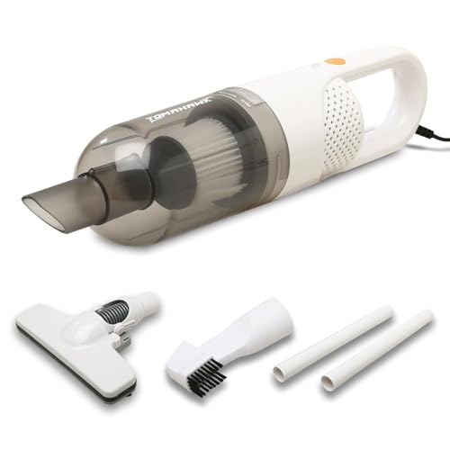 Image of Tomahawk TEV-363 Wet & Dry Vacuum Cleaner 350W, 0.5L Capacity, Lightweight 850g, 4m Cord, Portable Handheld for Home & Car Cleaning with Floor Brush, Crevice Nozzle & Extension Tubes (White)