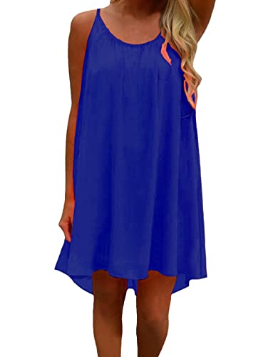 Image of Women's Chiffon Summer Casual Sundress Spaghetti Strap Tank Beach Dresses Bathing Suit Coverup