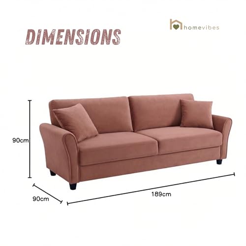 Image of 3 Seater lceola Premium Fabric Sofa |Stylish and Comfortable Living Room Furniture| Heavy Quality Sofa and Builtin| Throne of Comfort (Blush Pink, 3 Seater)
