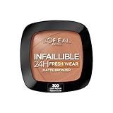 L'Oréal Paris, Polvos Compactos Mate, Efecto Bronceado Facial de Larga Duración, Infallible 24H Fresh Wear, Tono: 300, 9 g