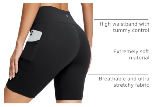 Image of baleaf Women's 8 inch / 5 inch / 3 inch Biker Shorts High Waist Yoga Workout Gym Running Volleyball Spandex Shorts with Pockets