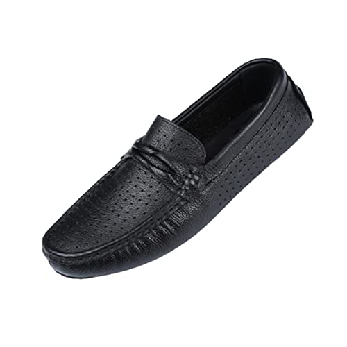 Mens Loafers Cowhide Stitching Details Round Toe Penny Loafer Perforated Option Anti-Slip Comfortable Slip Resistant Wedding Slip-ons