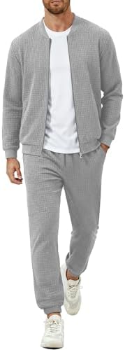UOUA Men's Tracksuit 2 Piece Sets Casual Sweatsuit with Full Zip ...