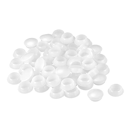 Image of uxcell Screw Hole Plugs, 12.8mm(1 /2 inch) Dia PP Snap in Shelf Button Flush Type Caps for Furniture Cabinet Cupboard, White 60 Pcs