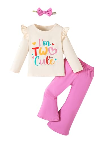 Baby Girl I'm Two Cute Outfit Toddler 2nd Birthday Clothes Little Girl Two Years Old Birthday Pants Set
