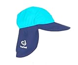 Ele Gens Jungen Mädchen Sonnenhut UV Schutz Badekappe mit Nackenschutz (Blau)