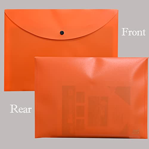 Image of True-Ally 5 pcs Bright Color Envelope Folder, Poly-Plastic A4 Documents File Storage Bag with Snap Button Certificate File Holder Document Folder for Certificates (Orange)