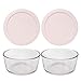 Pyrex (2) 7201 4 coupelles en verre et (2) 7201-PC 4 tasses Couvercles roses Loring