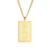 kkjoy Eye of Providence Necklace Stainless Steel Religious Amulet Necklace Protection Jewelry for Women Men