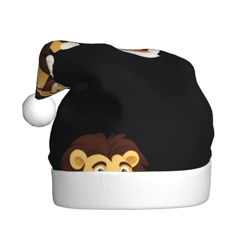 qqoupp Sombrero de Navidad con patrón de león comiendo filete para adultos para Navidad, Halloween, Año Nuevo, ventas, promociones