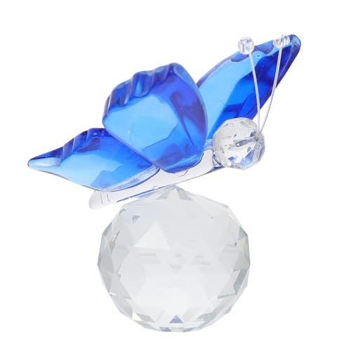 MAGICLULU Blue Crystal Butterfly Figurine for Home Decor, 1pc Glass Animal Sculpture Paperweight, Ornamental Desktop Decoration for Living Room Office Table, Small Collectible Art Piece
