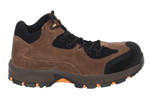 Image of BLACK+DECKER High Ankle Olive Suede Leather Safety Shoes for Men | Double Density | Fiber Toe | Antistatic & Antislip | BXWB0167IN