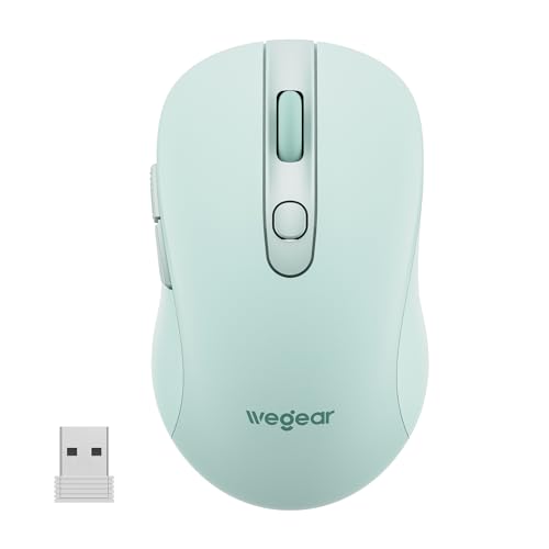 Image of wegear USB Wireless Mouse for Laptop PC Mac, 2.4GHz Cordless Mouse with 6 Buttons, 5-Level Adjustable 4000 DPI, Ergonomic Portable Optical Computer Mice, 24-Month Battery Life (Mint Green)