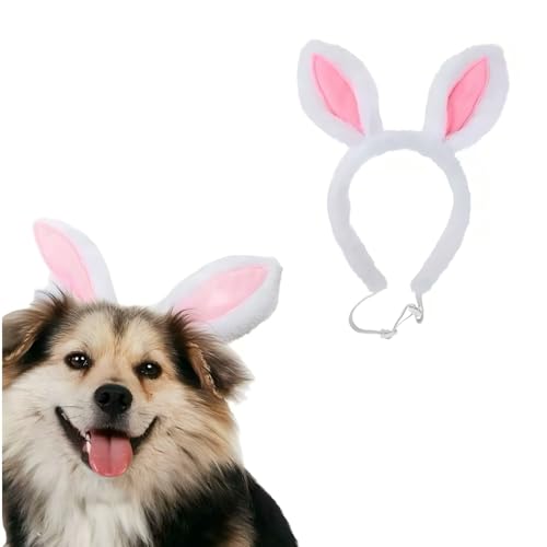 Liusinghon Dog Bunny Ears Headband Rabbit Ear Headwear for Easter& Halloween Pet Costume Adjustable Cat Dog Hat for Small Medium Large Dogs (Small)