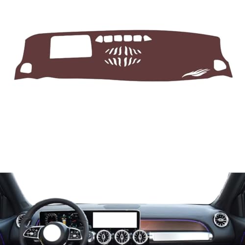 Leather Dash Board Cover mat Compatible with Mercedes GLB (HUD) 2020-2026，Anti-Glare and dust Protector(Brown)