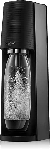 SodaStream Terra Sparkling Water Maker, Sparkling Water Machine & 1L Fizzy Water Bottle, Retro Drinks Maker w.BPA-Free Water Bottle & 2x Quick Connect Co2 Gas Bottles for Home Carbonated Water - Black