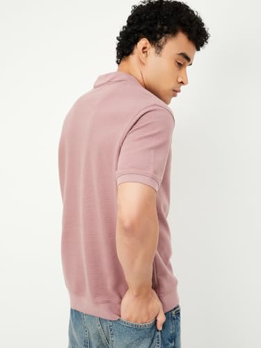 Image of Max Men's Half Sleeves Textured Johnny Collar T-Shirt