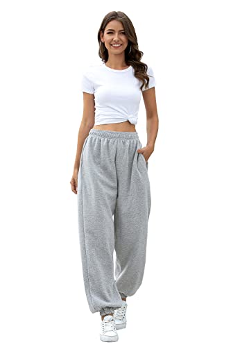 Image of Women's Cinch Bottom Sweatpants Pockets High Waist Sporty Gym Athletic Fit Jogger Pants Lounge Trousers