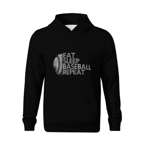 Kids Cool Eat Sleep Baseball Repeat Baseball Player Funny Baseball Boys Girls Lightweight Kangaroo Pocket Hoodies2