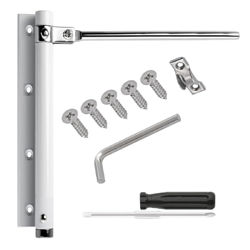 Cierrapuertas Automático,Cierre Automático Ajustable,Cierra Puertas Automático de Acero Inoxidable con Tornillos y Llave de Allen,Türschließer,Stangentürschließer,Automatik Türfeder (Blanco)