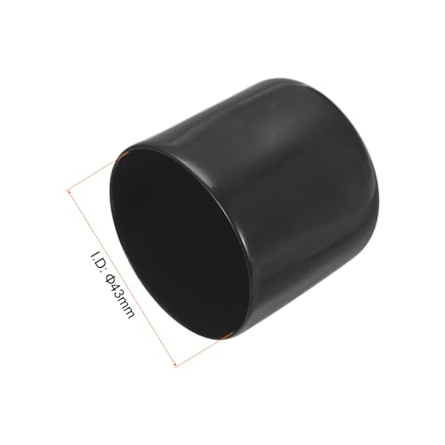 Image of uxcell 4pcs Rubber End Caps 43mm ID Vinyl Round End Cap Cover Screw Thread Protectors Black, 40mm Height
