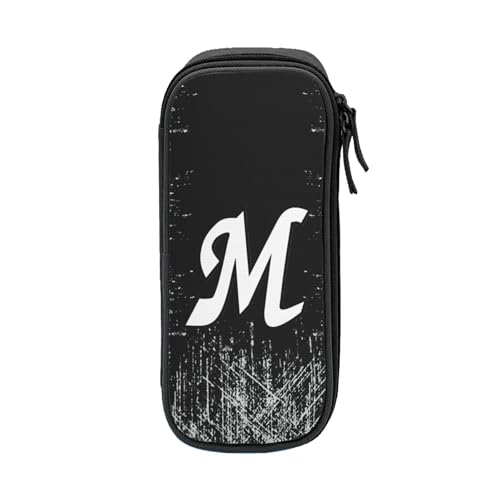 For 千葉ロッテマリーンズ ペンケース 筆箱 2層 文具ポーチ 大容量 おしゃれ 学生用 大人 通学 通勤 多機能 誕生日 Black