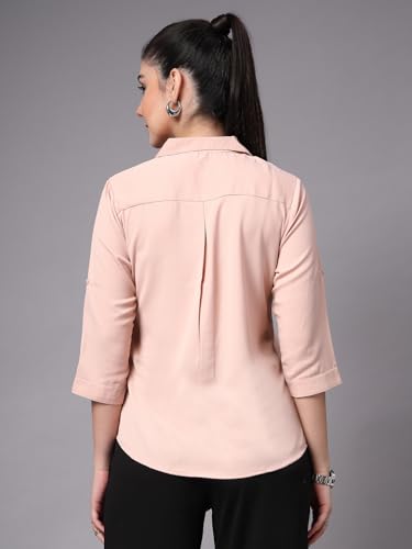 Image of Style Quotient Women Solid Navy Viscose Rayon Semi Formal Shirt