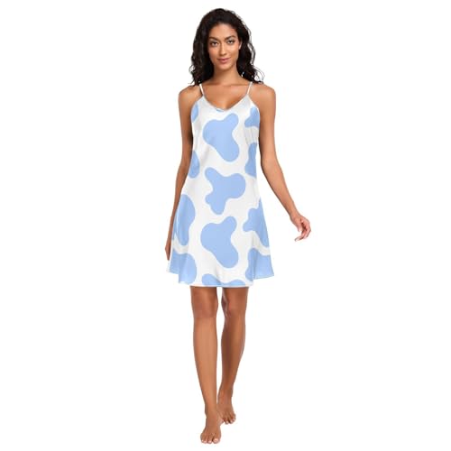 GuoChe Camisón azul vaca para mujer S-XXL, Con color, XL