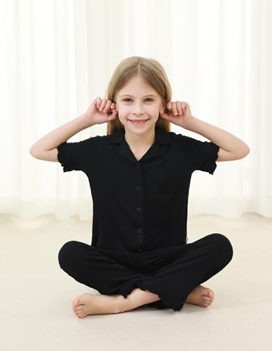 Kid's Pajama Set 2 Piece Kids Toddler Pjs Sets Button Down Sleepwear Viscose from Bamboo Clothes 4-10Y4