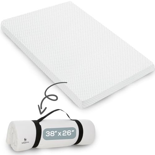 Image of Babylicious Waterproof Pack and Play Mattress Pad - 38" x 26" | Roll Up Style - Breathable Soft Memory Foam - Portable Mattress Topper- Baby Foam Mattresses for Babies - Includes Easy Carry Buckle