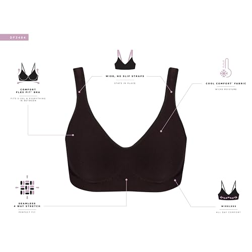 Bali Women's Wireless Bra, Comfort Revolution Seamless T-Shirt Bra, ComfortFlex Fit, Moisture-Wicking
