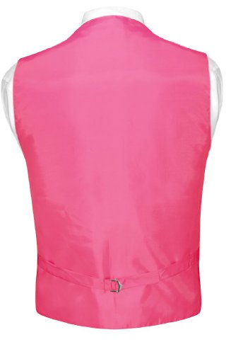 Men's Dress Vest & BOWTie Hot Pink Fuchsia Woven BOW Tie Horizontal Stripe Set2