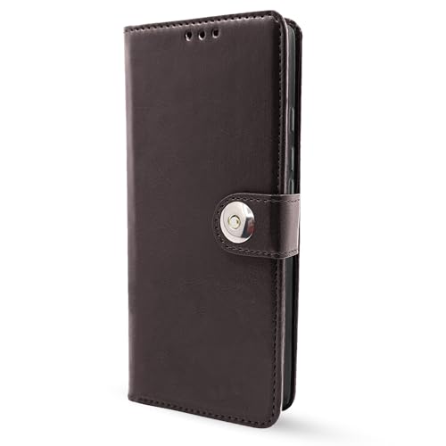 Image of Pikkme Google Pixel 7A Flip Cover Leather Finish | Inside TPU with Card Pockets | Wallet Stand and Shock Proof | Complete Protection Button Flip Case (Coffee)