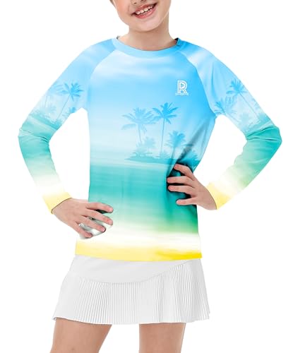 Remimi Unisex Kids Rash Gurad Long Sleeve SPF 50+ Sun Shirts with Thumb Hole 3-12 Years2