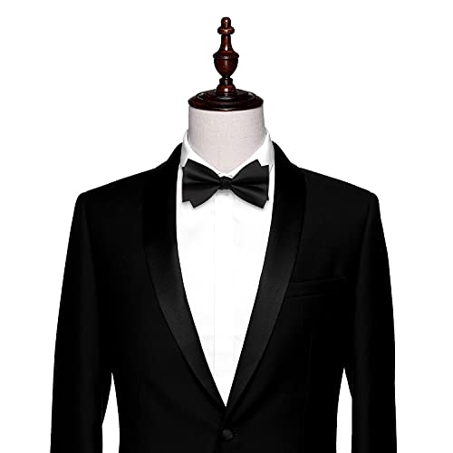 Black Bow Ties For Men Pre-Tied Satin Formal Solid Men's Bow Ties #TOP3