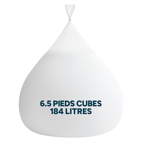 Icon Remplissage Pouf, 6.5 Pieds Cubes, 184 litres, Blanc, Billes Polystyrène pour Remplissage Pouf, Perles en EPS Rembourrage, Fabriqué en Europe