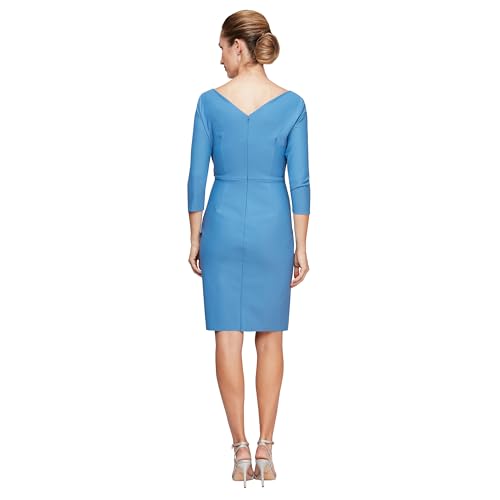 Image of Alex Evenings Women's Slimming Short Sheath 3 /4 Sleeve Cocktail Dress, Wedding Guest