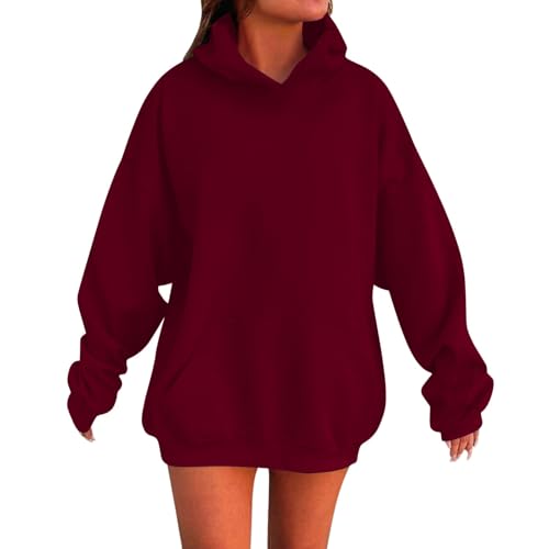 Kids Pullover Hoodies Plain Cute Hoodie Sweatshirts Oversized Thin Lightweight School Tops Clothes (Wine, 7-8 Years)2
