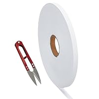 FINGERINSPIRE 218Yards/200m White Clothes Name Labels Tags 10mm Blank Sewing Cloth Labels with Stainless-Steel Scissor Personalized Nylon Clothing Label Washable Name Tapes for School College Uniform