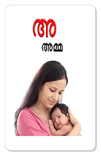 Malayalam Flash Cards For Kids- 32 Cards & 64 Images | Children Early Learning Flash Card of Malayalam Aksharamala Alphabets