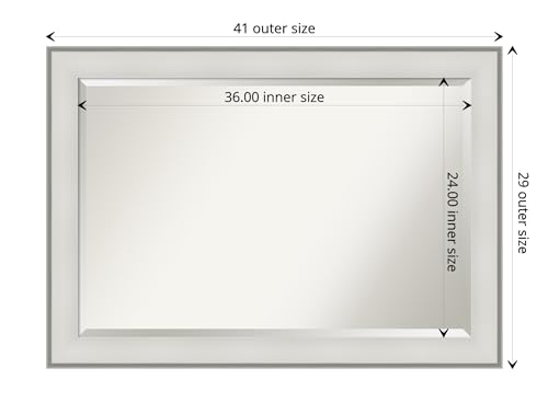Image of Amanti Art Framed Vanity Mirror | Bathroom Mirrors for Wall | Imperial White Mirror | Wall Mounted Mirror | Large Mirror | 28.88 x 40.88 in.